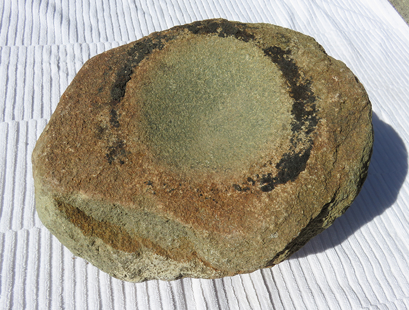 Tataviam Culture Hopper Mortar with Asphaltum. Blum