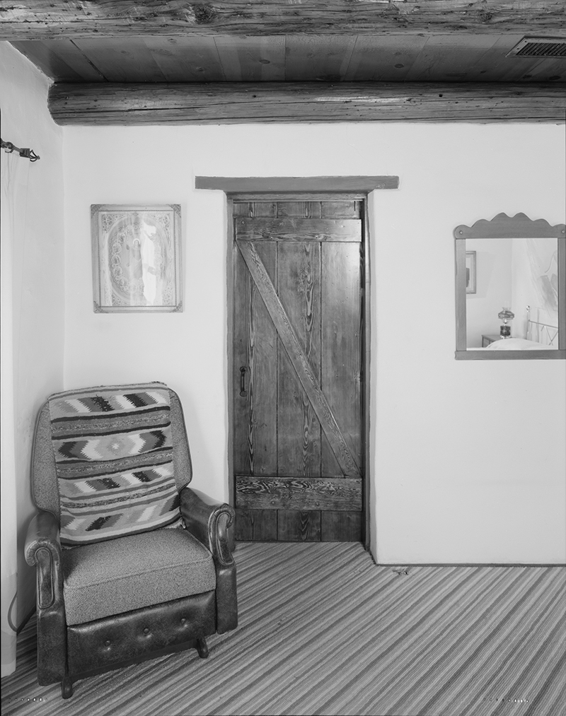 INTERIOR DETAIL SHOWING A TYPICAL INTERIOR DOOR (BETWEEN EAST BEDROOM, NORTH WING, AND BATHROOM); CAMERA FACING WEST