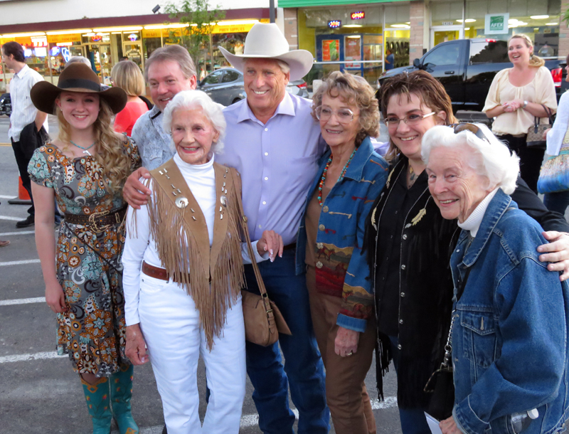 With actress Peggy Stewart (left of center), the family of Stuart Hamblen, and Marilyn Tuttle (far right).