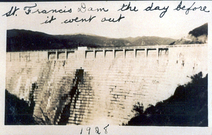 Last Known Photo of Intact Dam. ST. FRANCIS DAM | SAN FRANCISQUITO CANYON. Photos of the St. Francis Dam Disaster. 