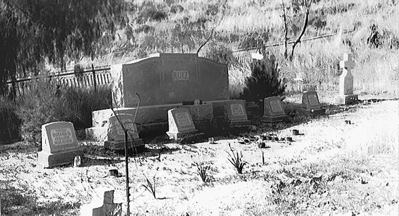 Ruiz Family Grave Markers. RUIZ CEMETERY, SAN FRANCISQUITO CANYON. Photos of the St. Francis Dam disaster.