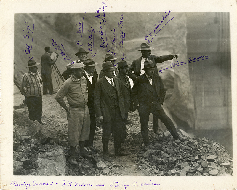 Coroner's Jury Inspects Dam Site. SAN FRANCISQUITO CANYON. Photos of the St. Francis Dam disaster. 