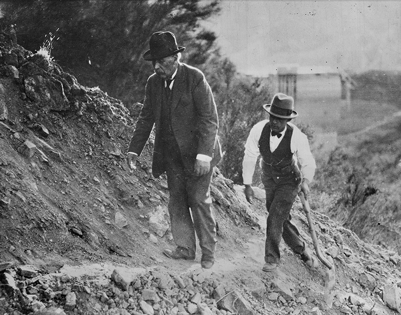 William Mulholland Inspects Disaster Site. SAN FRANCISQUITO CANYON. Photos of the St. Francis Dam disaster.