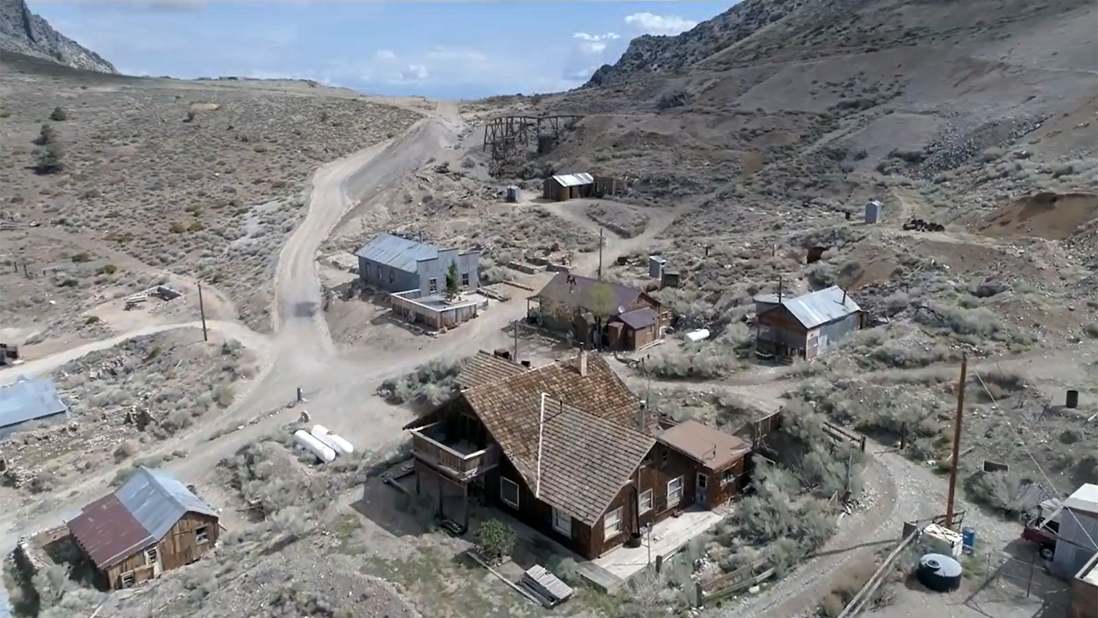 LW3324 Mojave Desert Cerro Gordo Mining Town Drone