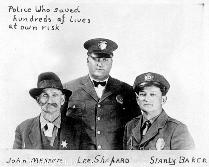 Officers Lee Shepard, Stanley Baker, John Messer. HEROES OF THE ST. FRANCIS DAM DISASTER. Photos of the St. Francis Dam disaster. 