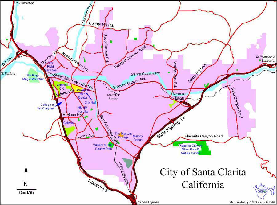 Map Of Santa Clarita CA Bike Trails