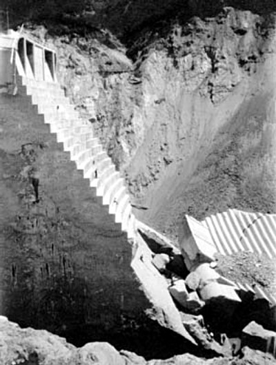 Eastern Abutment. Photos of the St. Francis Dam disaster.