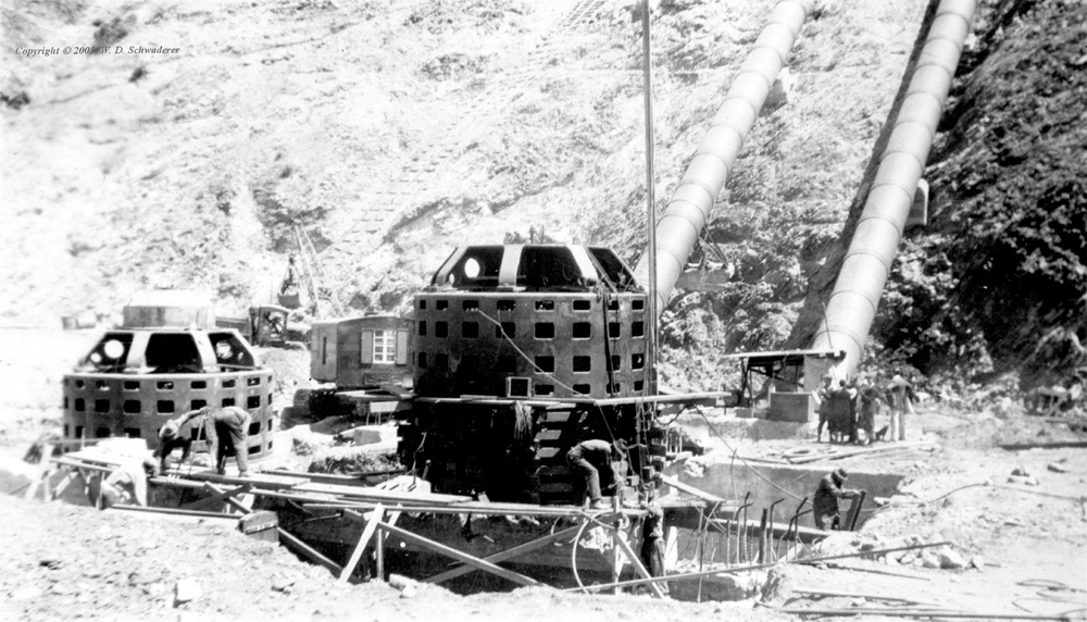 Cleanup at Power House No. 2. Photos of the St. Francis Dam disaster. 