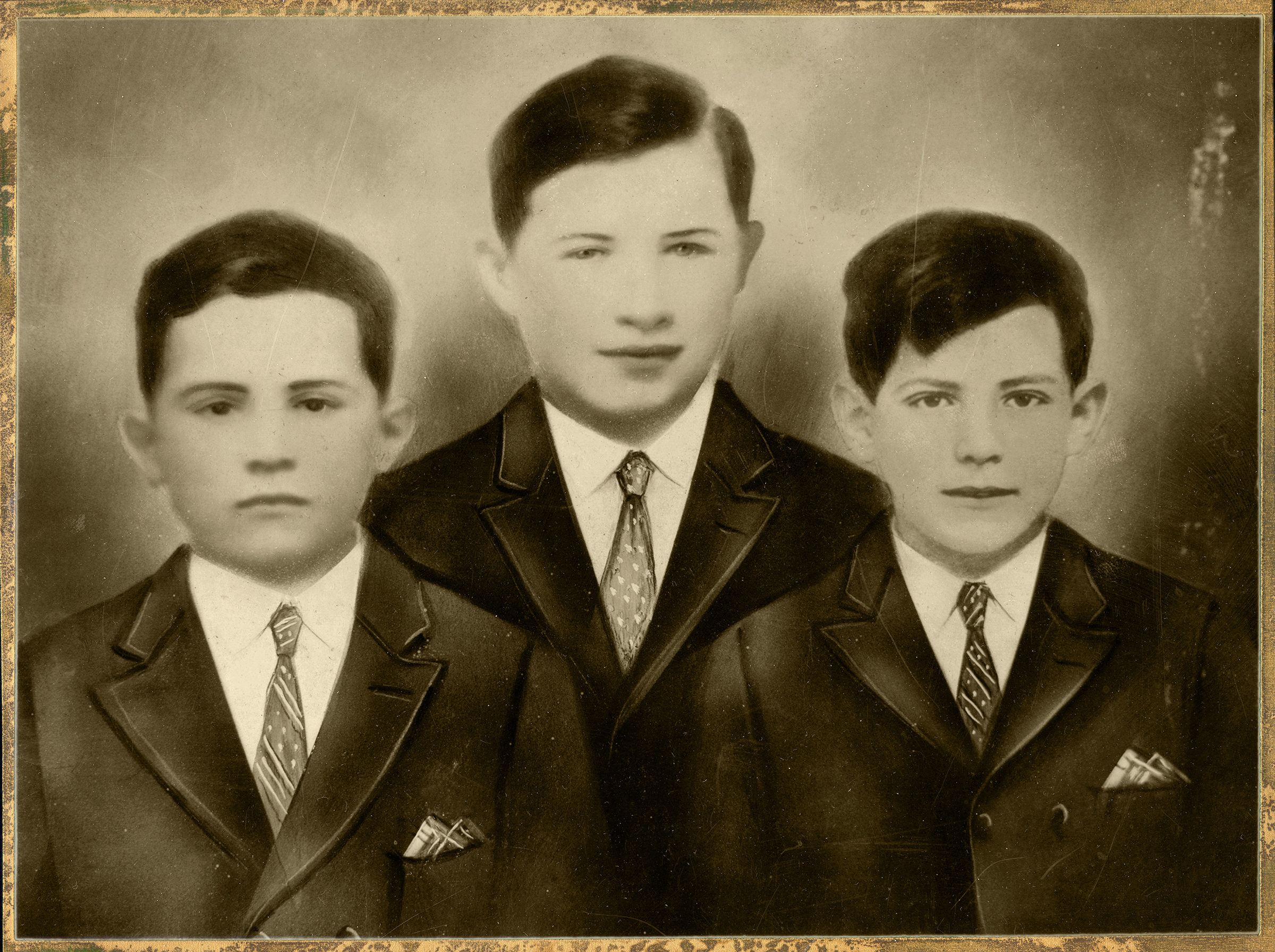 Reno, Joe Jr., Richard Gottardi
ST. FRANCIS DAM VICTIMS 
Reno (age 13), Joe Jr. (age 10) and Richard Gottardi (age 8), victims of the St. Francis Dam Disaster of March 12-13, 1928. Their mother and their two younger sisters also perished