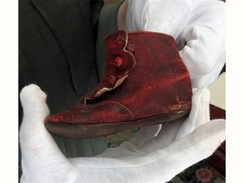 One of Winifred's Victorian leather baby shoes