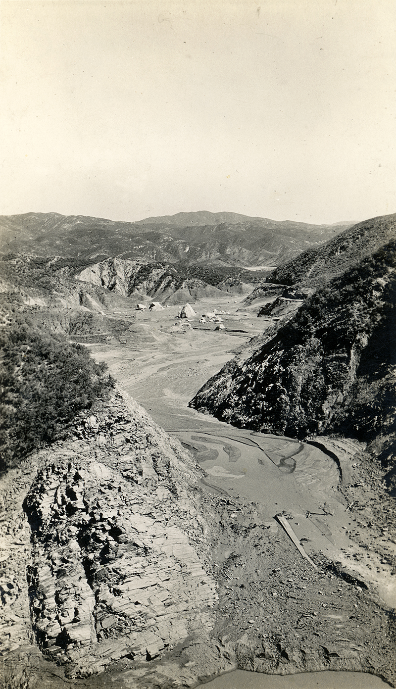 St. Francis Dam Disaster Site and Start of PH-2 Reconstruction. SAN FRANCISQUITO CANYON. Photos of the St. Francis Dam disaster. 